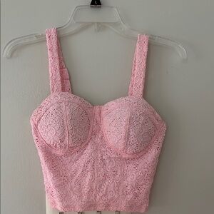 No Boundaries Pink Lace Crop Top